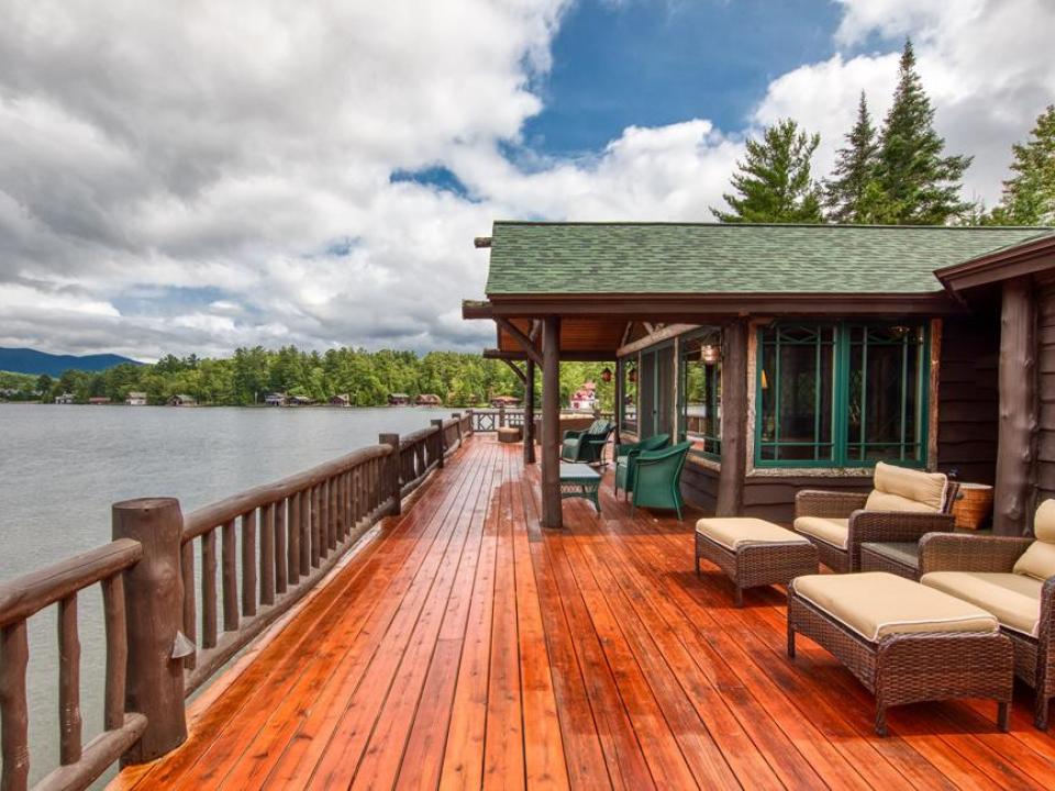 Freshly stained deck on Boathouse