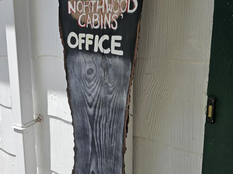 Northwood Cabins - sign by front door